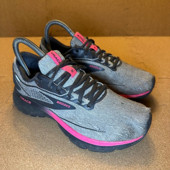 Brooks Shoes - Brooks Trace 2 Running Shoes Women 7 Grey Pink Neutral Athletic 1203751B038